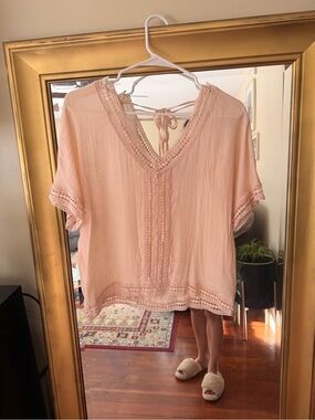 Dex blush tie back blouse